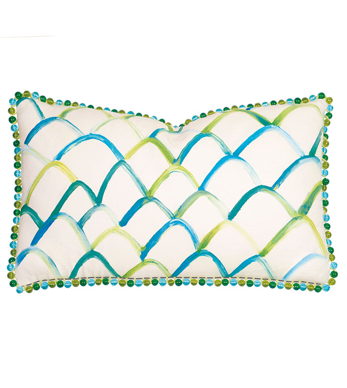 Blue/Green Scallop Design Hand-Painted
