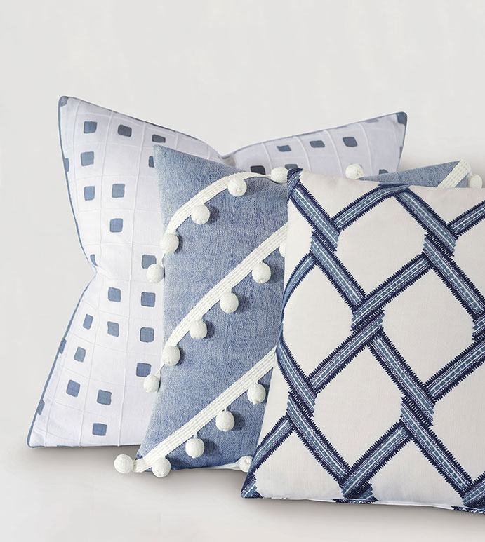 Castaway Diagonal Trim Decorative Pillow