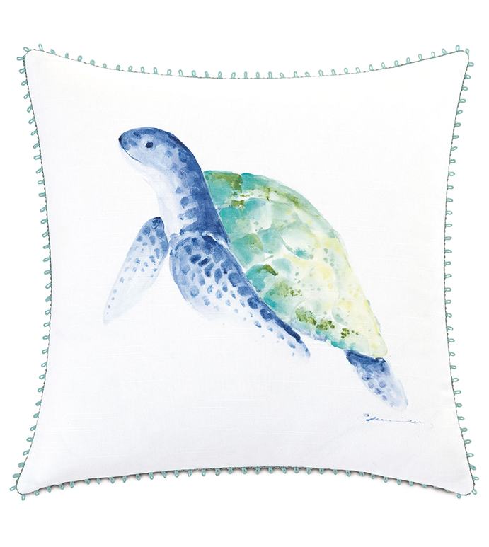 Castaway Turtle Decorative Pillow