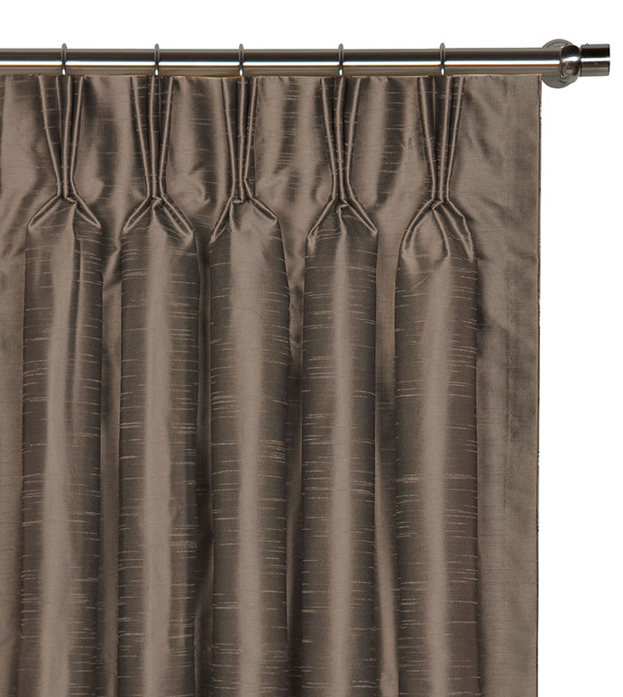 Edris Faux Silk Curtain Panel in Taupe