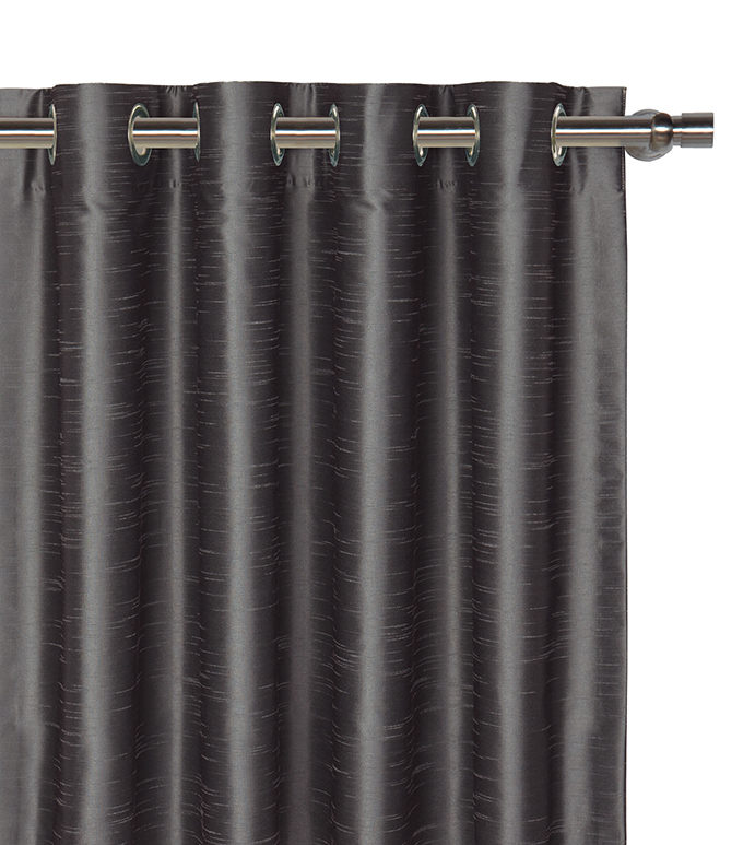 Edris Faux Silk Curtain Panel in Charcoal