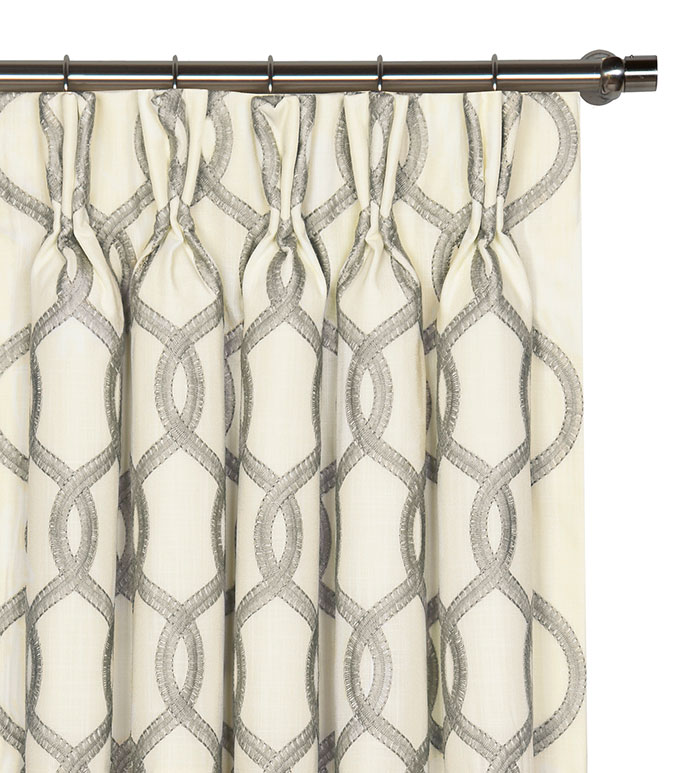 Gresham Embroidered Curtain Panel in Gray