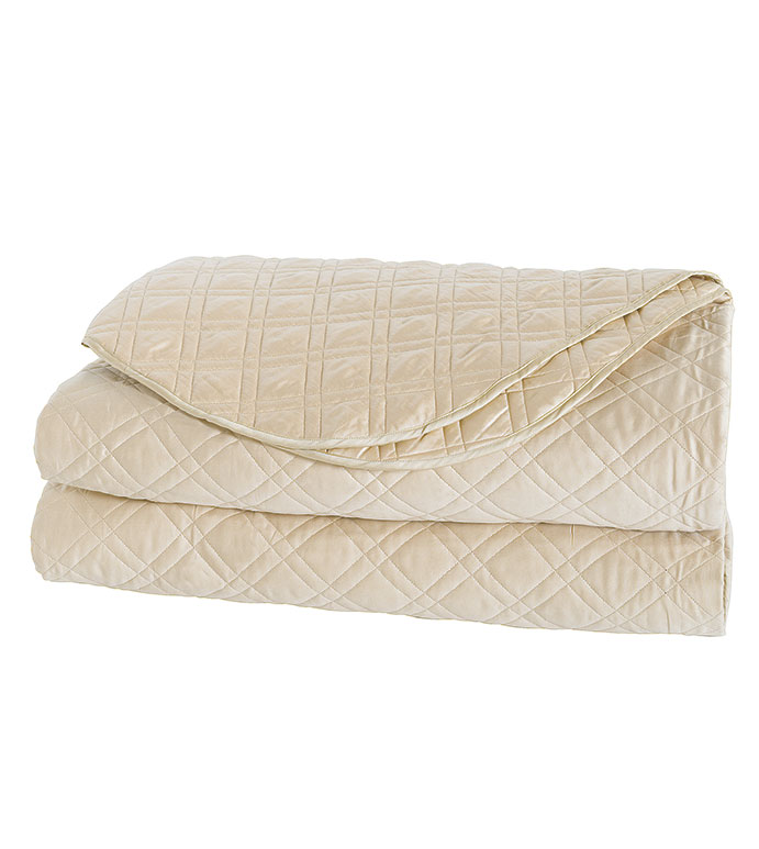 Coperta Diamond Quilted Coverlet in Almond