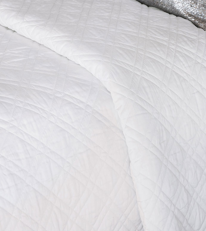 Coperta Diamond Quilted Coverlet in White