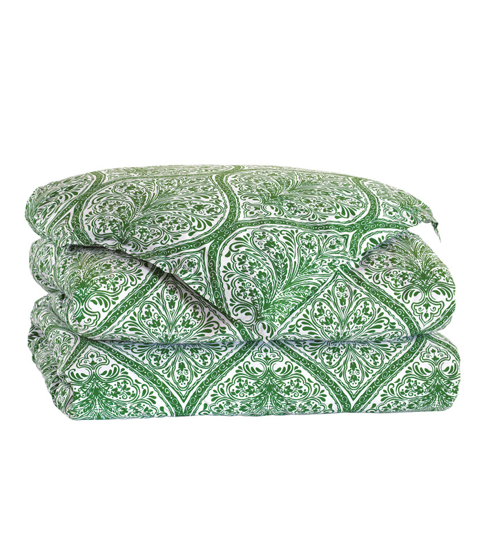 Adelle Percale Duvet Cover In Grass