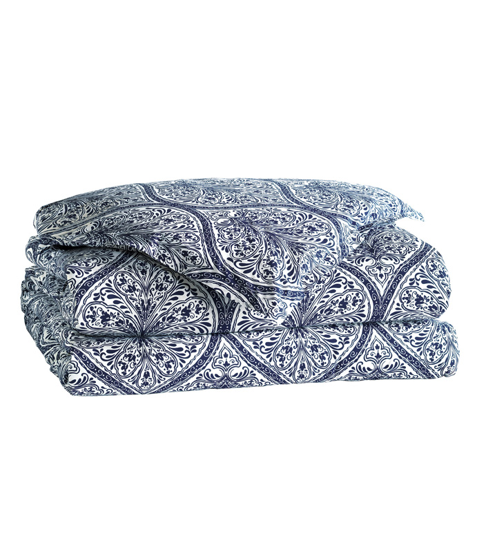 Adelle Percale Duvet Cover In Marine