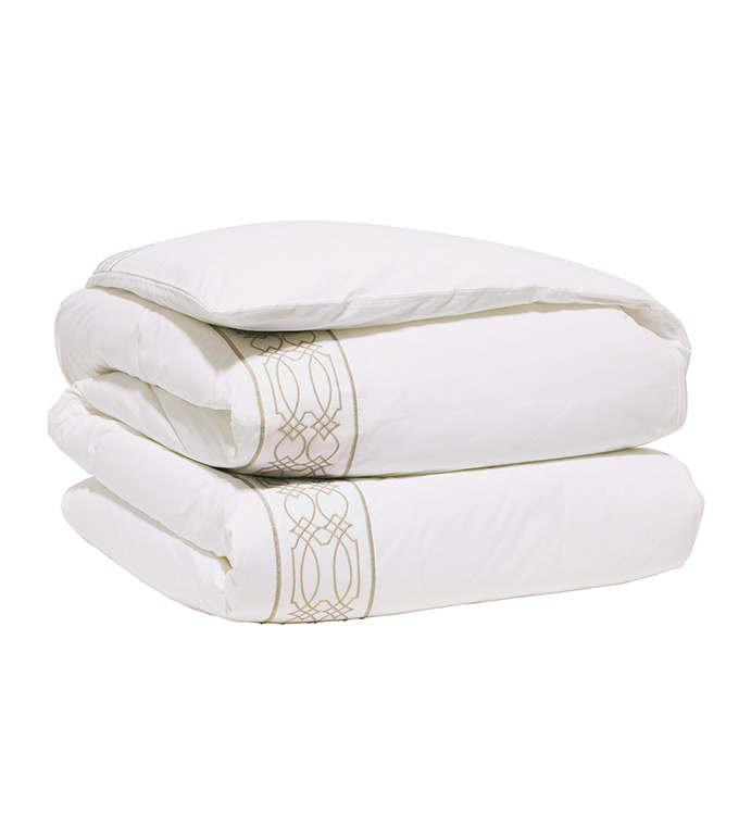 Nicola Embroidered Border Duvet Cover in Wheat
