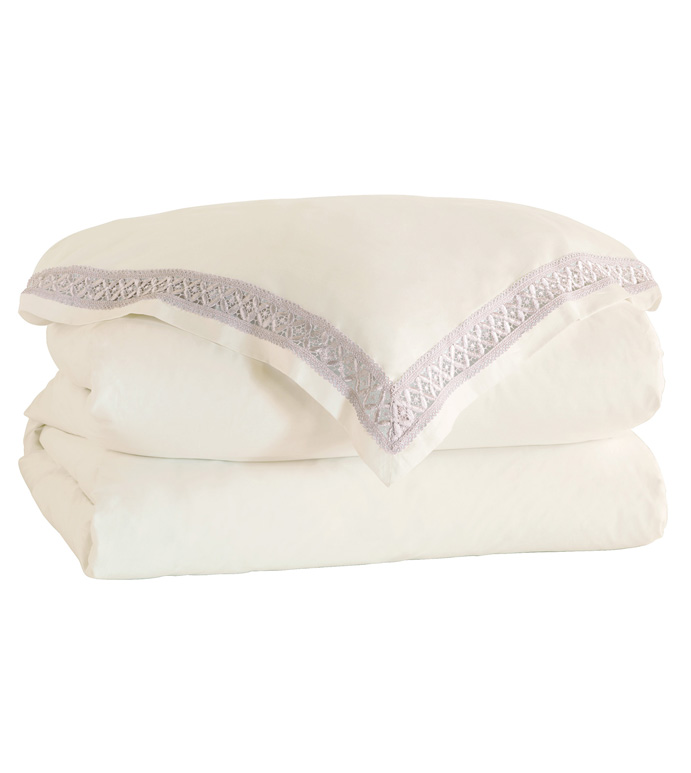 Juliet Lace Duvet Cover in Ivory/Fawn