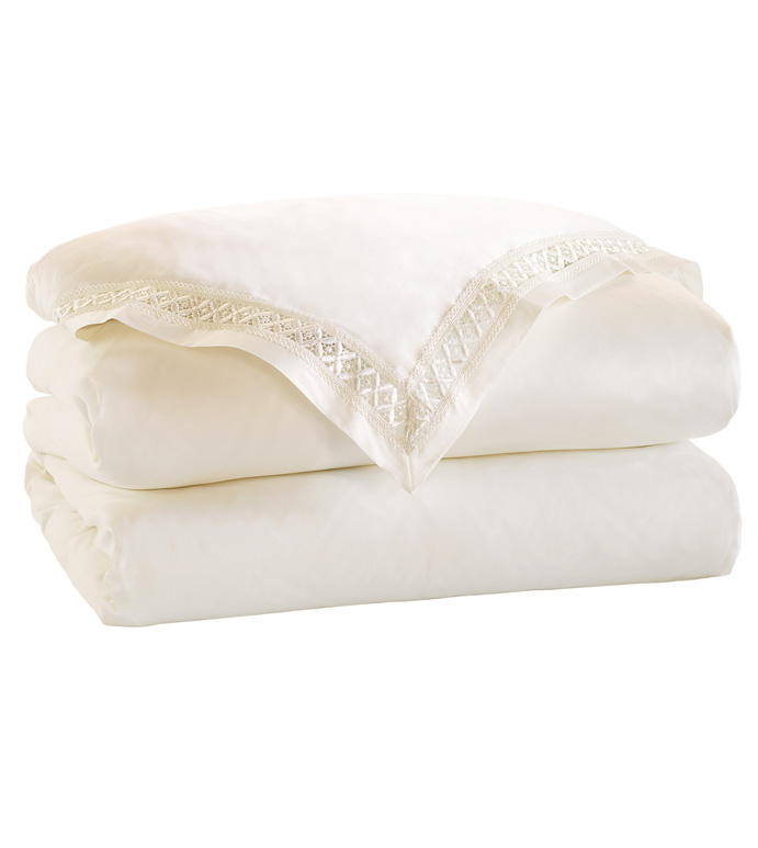 Juliet Lace Duvet Cover in Ivory/Ivory