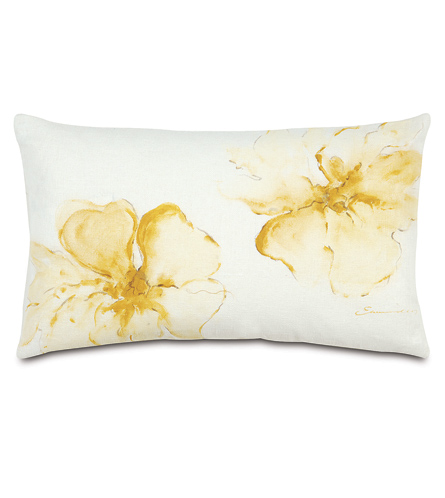 Hand-Painted Hibiscus Yellow Pillow