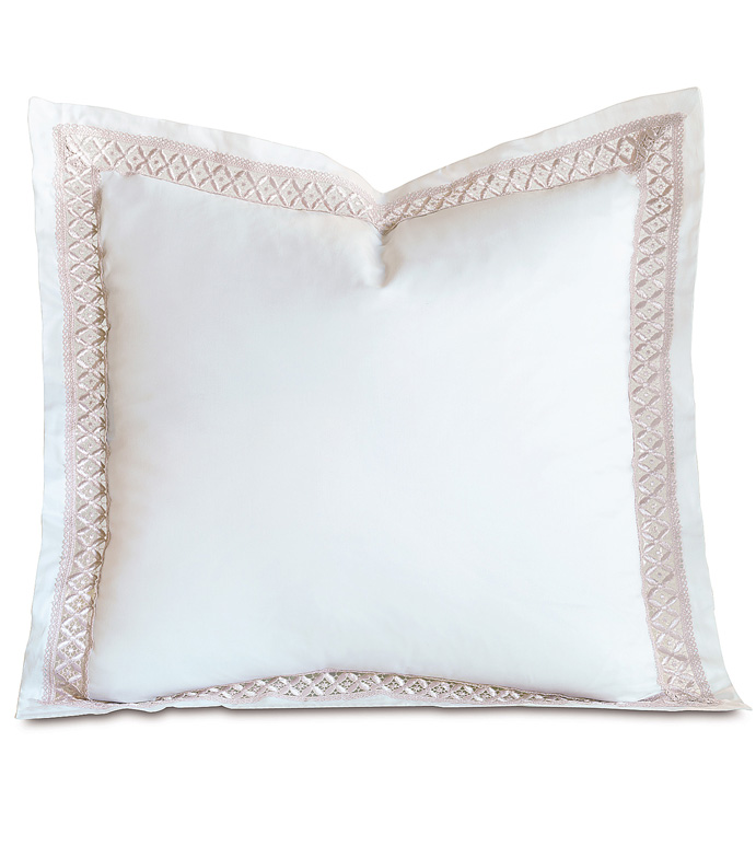 Juliet Lace Euro Sham in White/Fawn