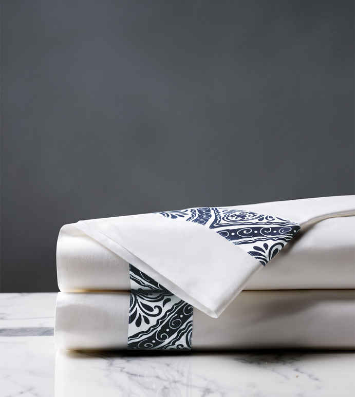 Adelle Percale Flat Sheet In Marine