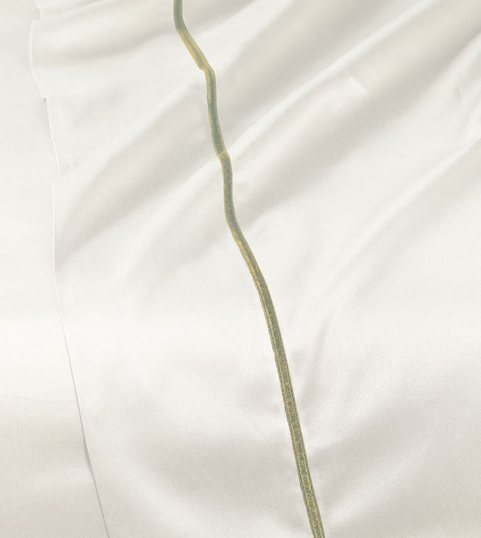 Linea Velvet Ribbon Flat Sheet In Ivory & Aloe