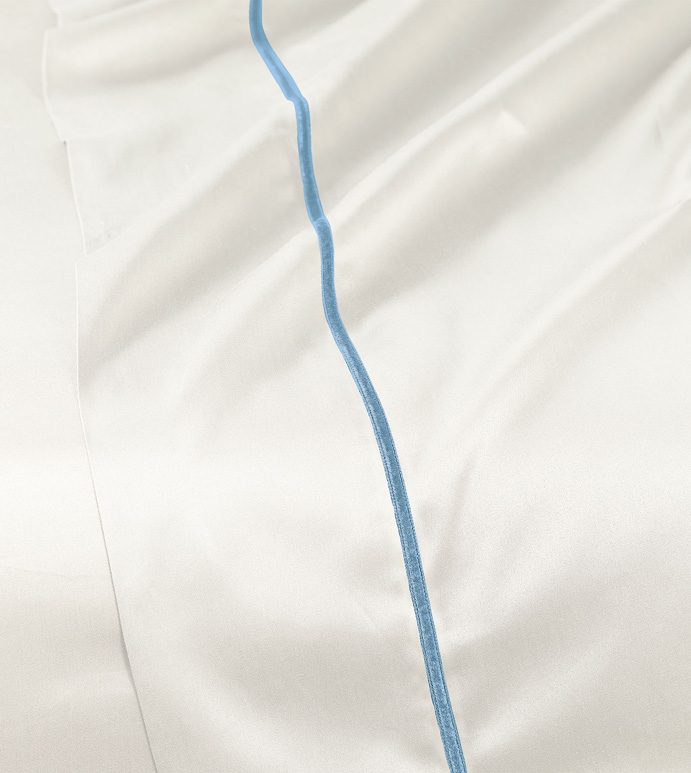 Linea Velvet Ribbon Flat Sheet In Ivory & Azure