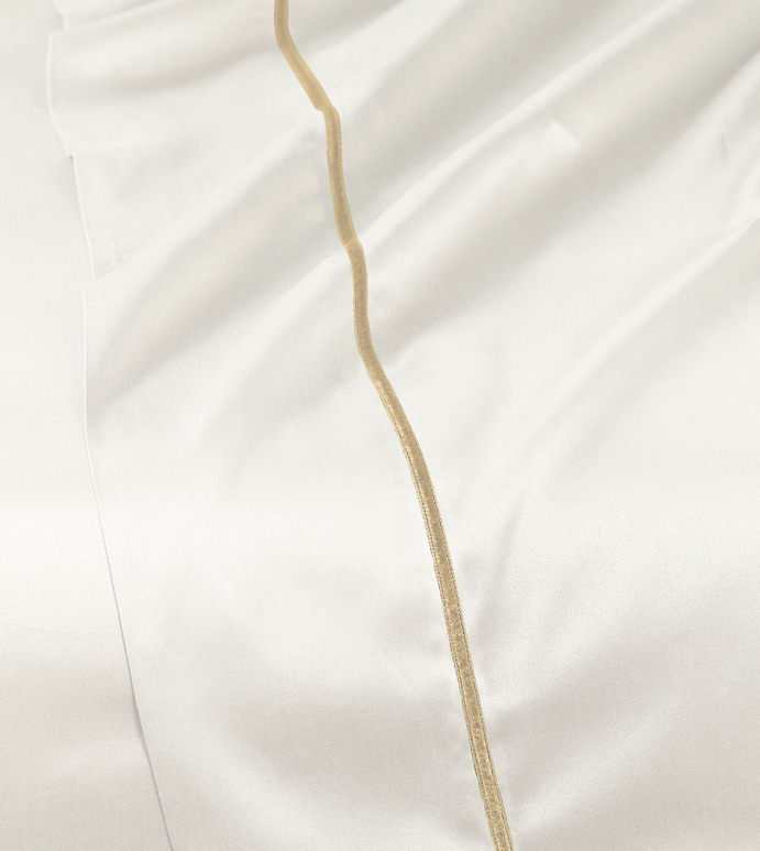 Linea Velvet Ribbon Flat Sheet In Ivory & Sable
