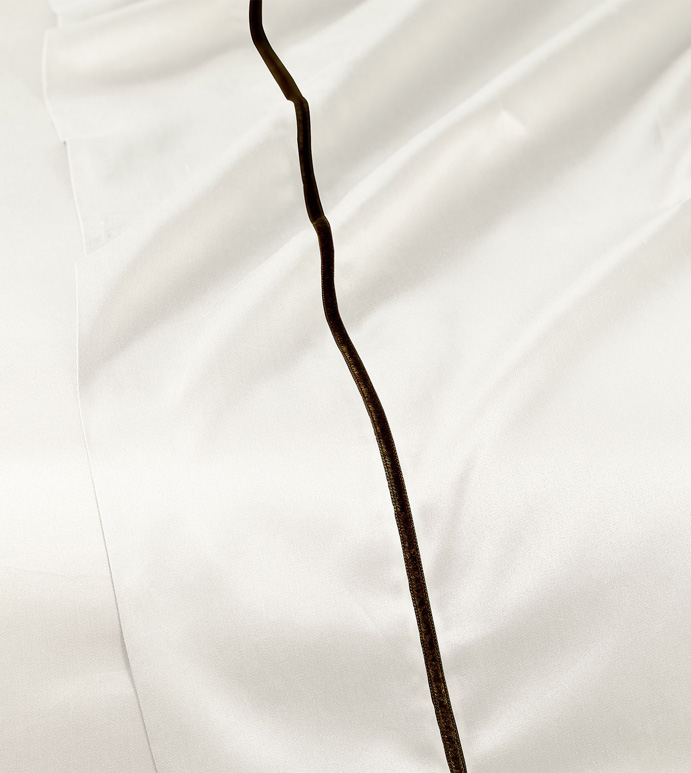 Linea Velvet Ribbon Flat Sheet In Ivory & Walnut
