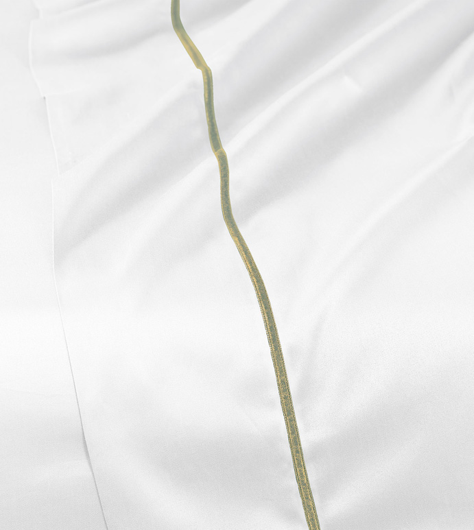 Linea Velvet Ribbon Flat Sheet In White & Aloe