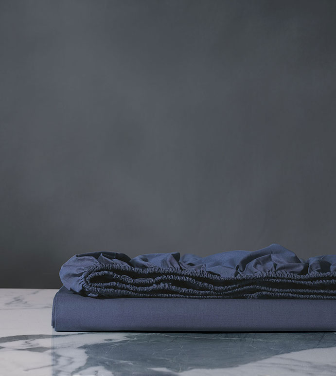 Majorca Percale Fitted Sheet in Azure
