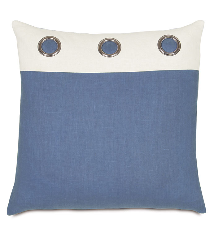 Maritime Grommet Accent Pillow In Blue