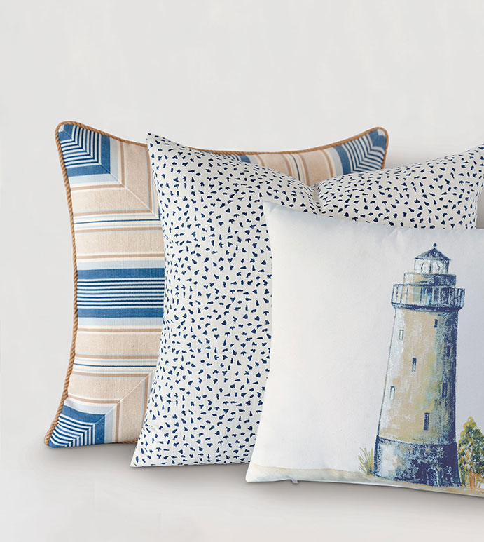 Maritime Nautical Accent Pillow In Blue