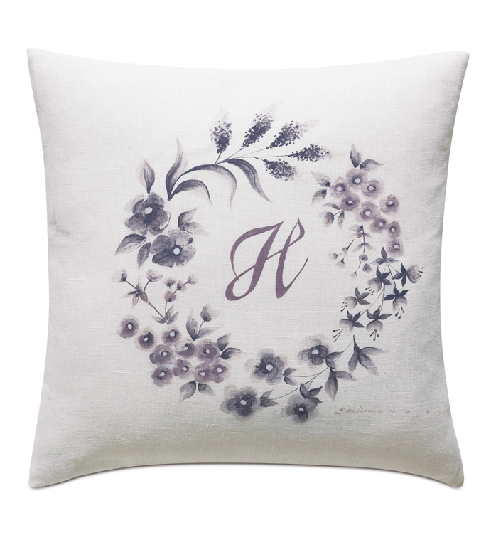 Naomi Hand-Painted Monogram Decorative Pillow