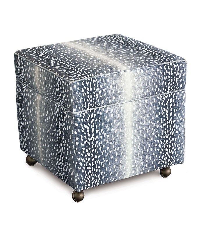 Wiley Storage Ottoman In Navy Eastern, Storage Ottoman With Casters