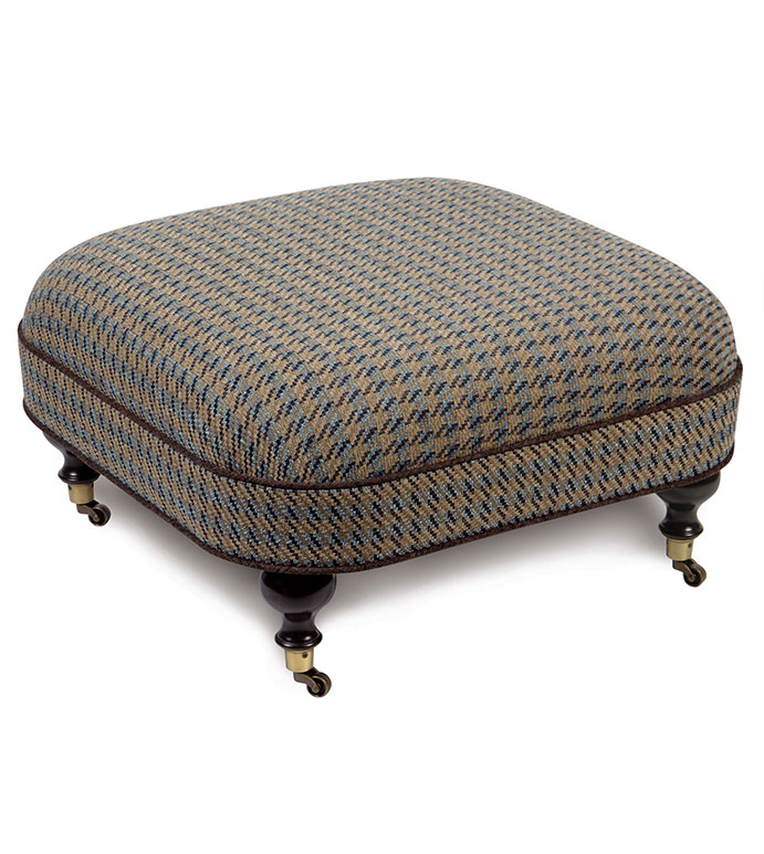 Powell Houndstooth Ottoman On Casters
