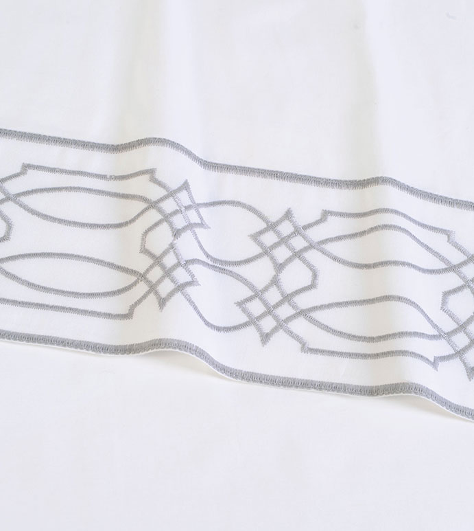 Nicola Embroidered Border Pillowcase in Gray