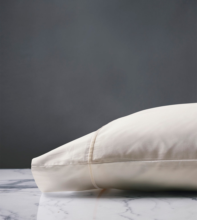 Linea Velvet Ribbon Pillowcase In Ivory & Ecru
