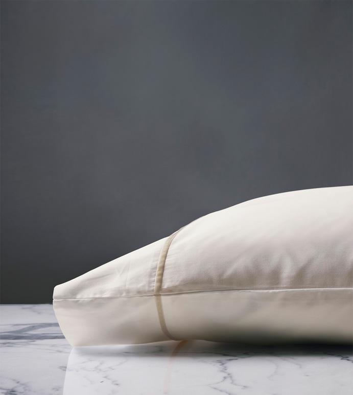 Linea Velvet Ribbon Pillowcase In Ivory & Sable
