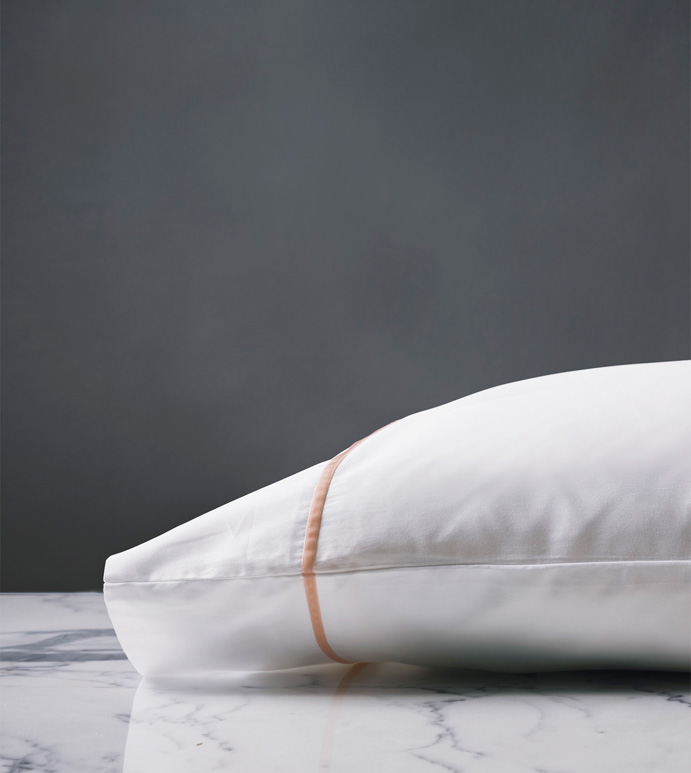 Linea Velvet Ribbon Pillowcase In White & Nectar