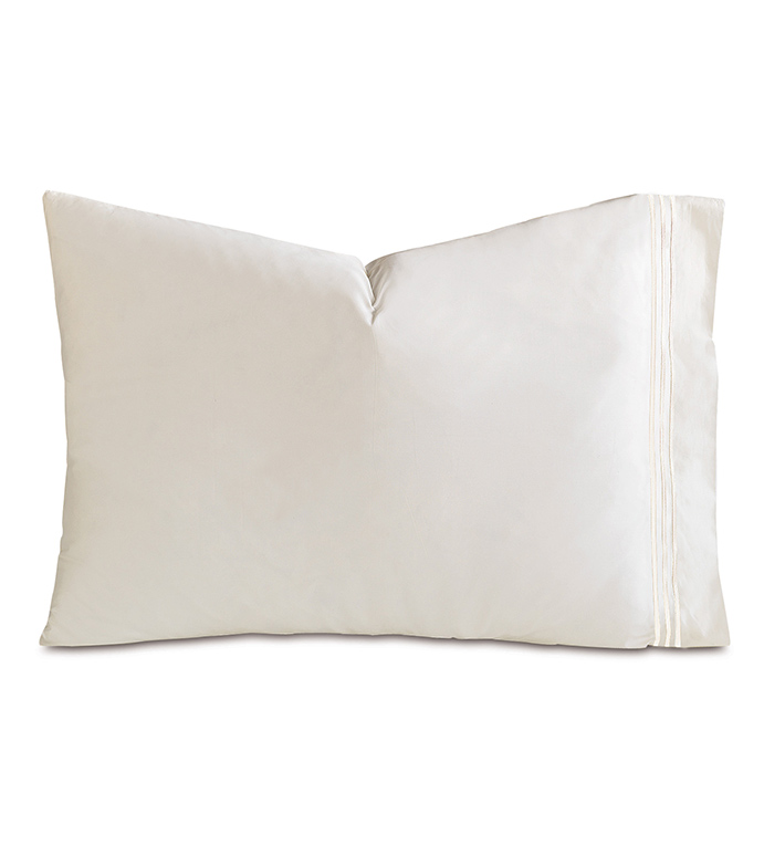 Tessa Satin Stitch Pillowcase in Ivory/White
