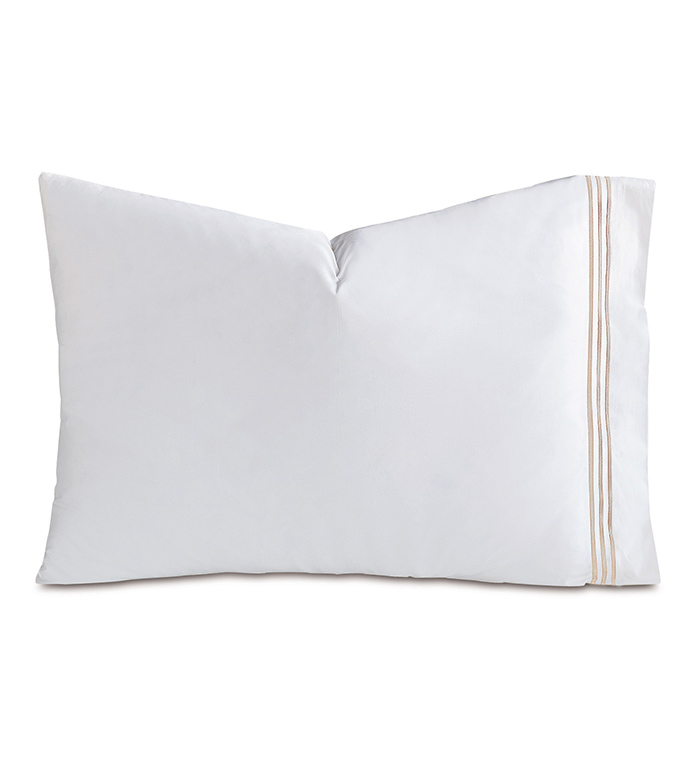 Tessa Satin Stitch Pillowcase in White/Sable