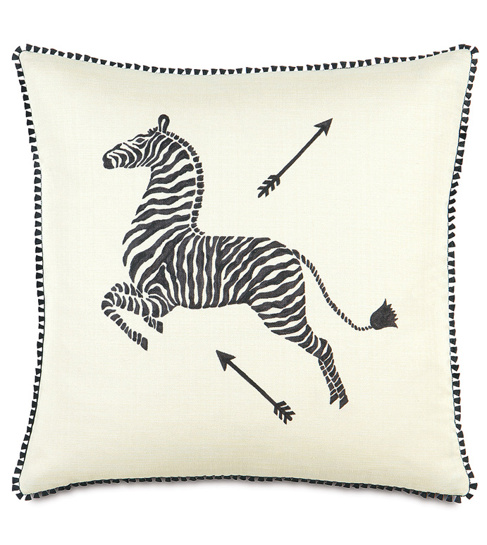 Hand-Painted Zebra Pillow