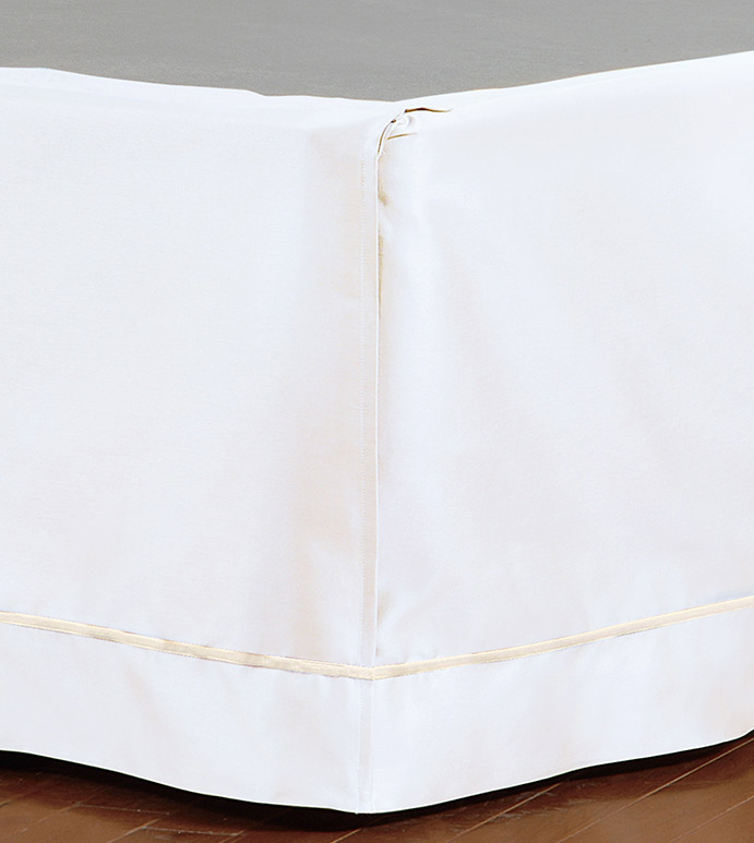 Linea Velvet Ribbon Bed Skirt In White & Ecru