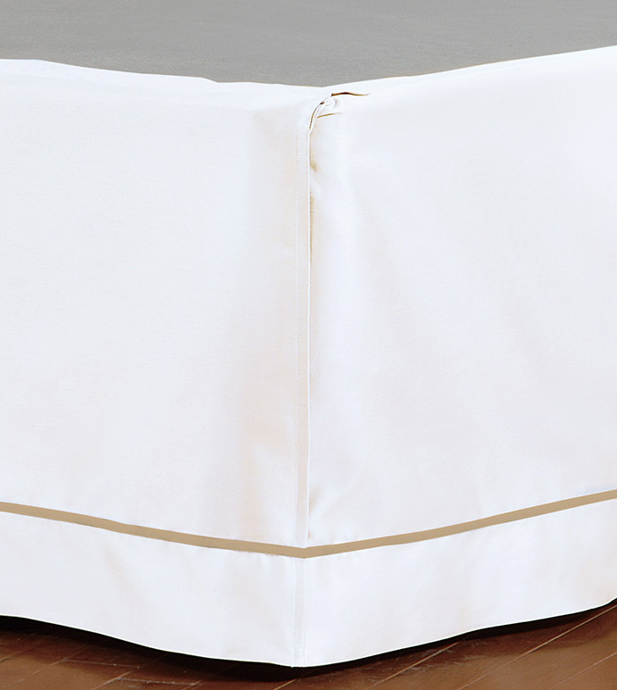 Linea Velvet Ribbon Bed Skirt In White & Sable
