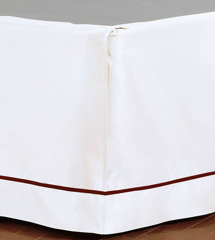 Linea Velvet Ribbon Bed Skirt In White & Shiraz