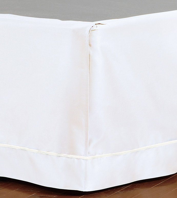 Linea Velvet Ribbon Bed Skirt In White & White