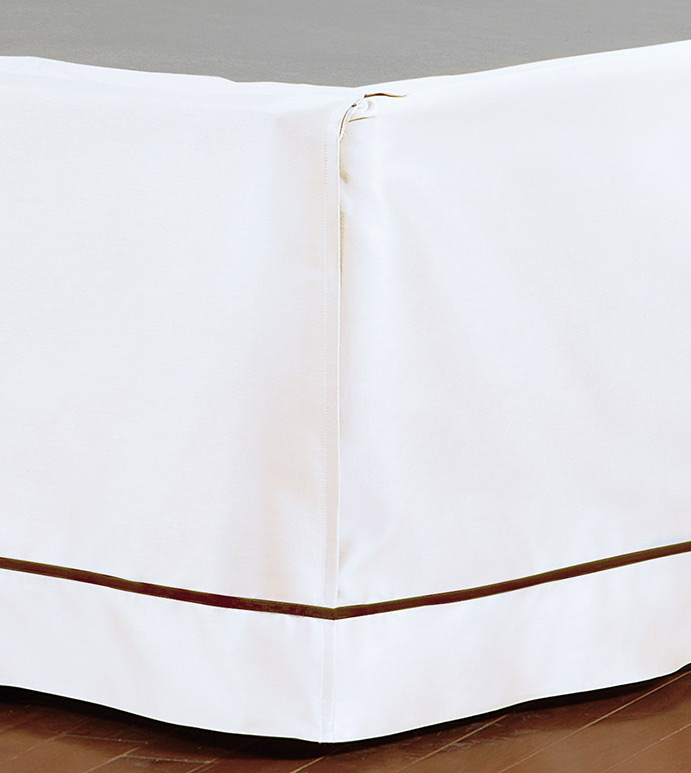 Linea Velvet Ribbon Bed Skirt In White & Walnut