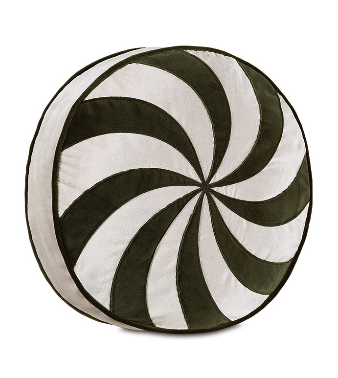 Tannenbaum Swirl Tambourine Decorative Pillow In Olive