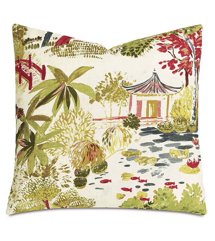 Imperial Chinoiserie Decorative Pillow in Summer