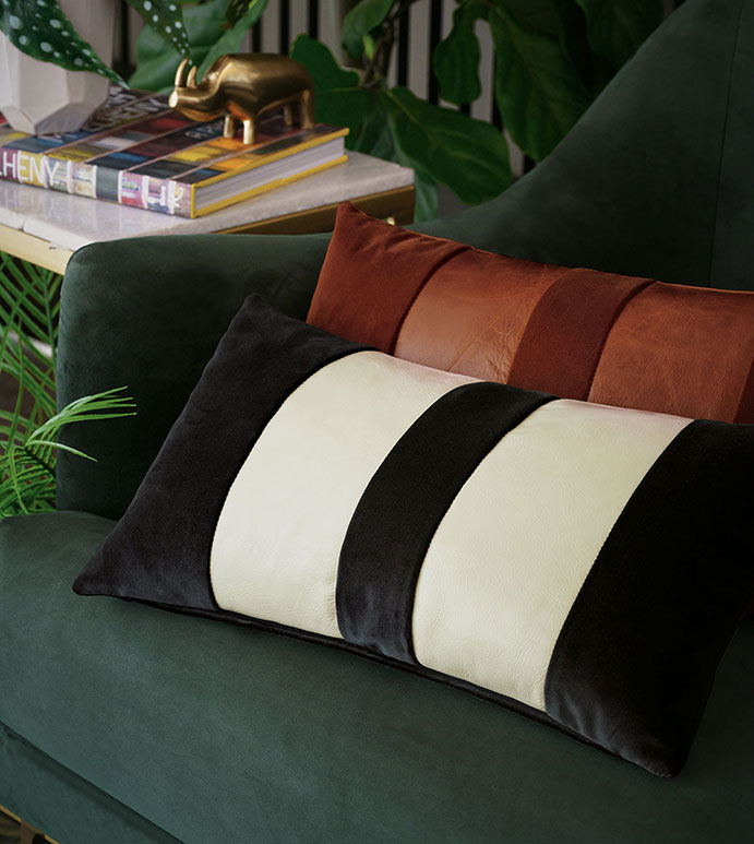 ORIEL STRIPE DECORATIVE PILLOW IN IVORY AND CHARCOAL