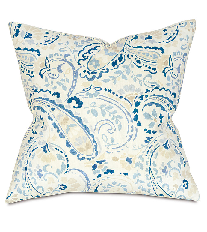 Wainscott Denim Paisley Decorative Pillow