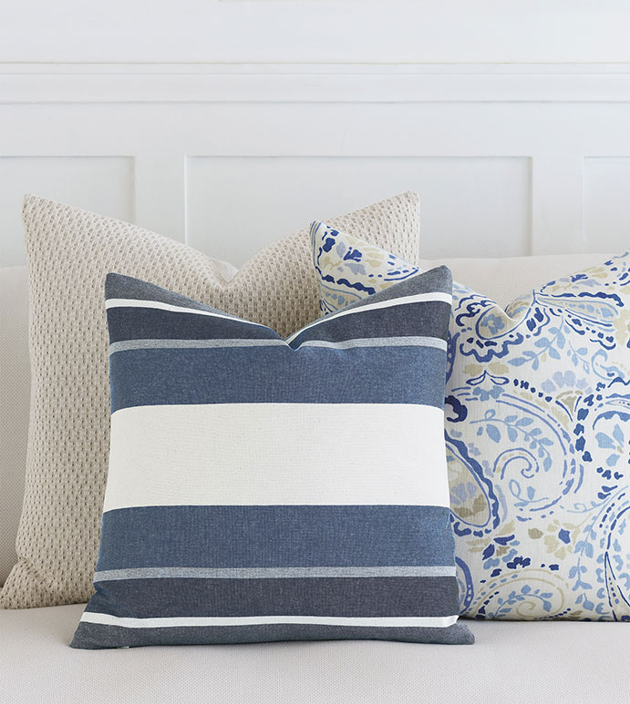 Wainscott Denim Striped Decorative Pillow