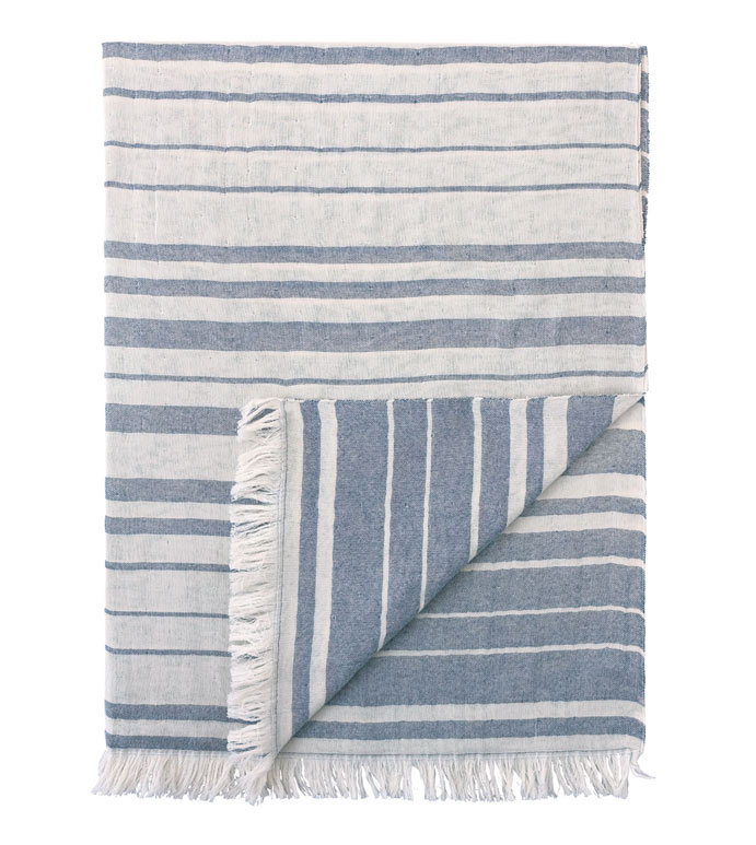 Row Striped Throw In Blue