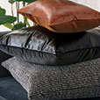 Tudor Leather Decorative Pillow in Onyx
