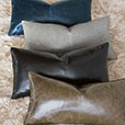 Tudor Leather Decorative Pillow In Cocoa