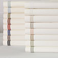 Tessa Satin Stitch Flat Sheet in Ivory/Brown