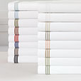 Tessa Satin Stitch Flat Sheet in White/Brown