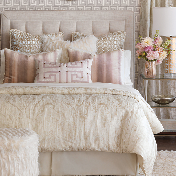 Halo - pink feminine bedding, faux fur bedding,glam bedding,contemporary,white and pink,pink and white,ivory,jewel toned,ombre bedding,metallic,teen girls bedding,tween bedding